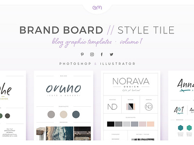 Brand Boards Style Tiles Vol 1 brand board branding design logo logo design style tiles template builder