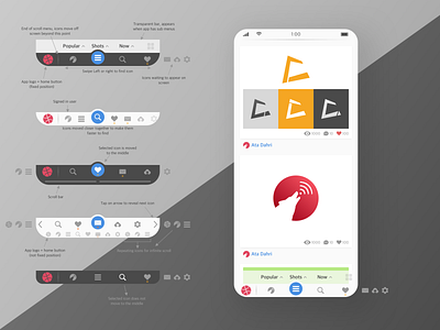 Scroll Toolbar Design for Mobile Apps app design minimal mobile ui ux vector