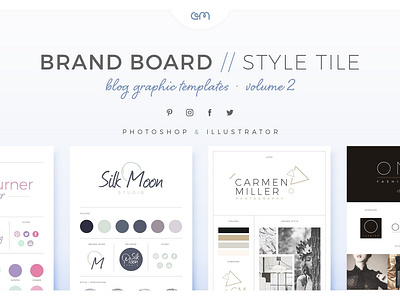 Brand Boards Style Tiles Vol 2 brand board branding color palette design logo logo design logo design branding moodboard scene creator social media template builder