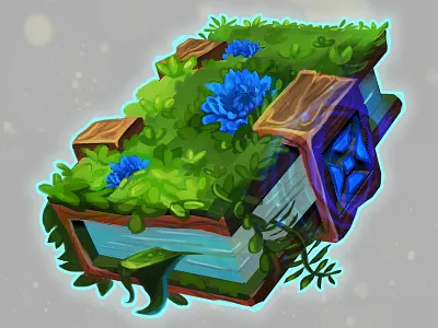 Blue Nature Book book digital painting fantasy game art game artist game dev game icons icon illustration item magic photoshop photoshop art unity wacom