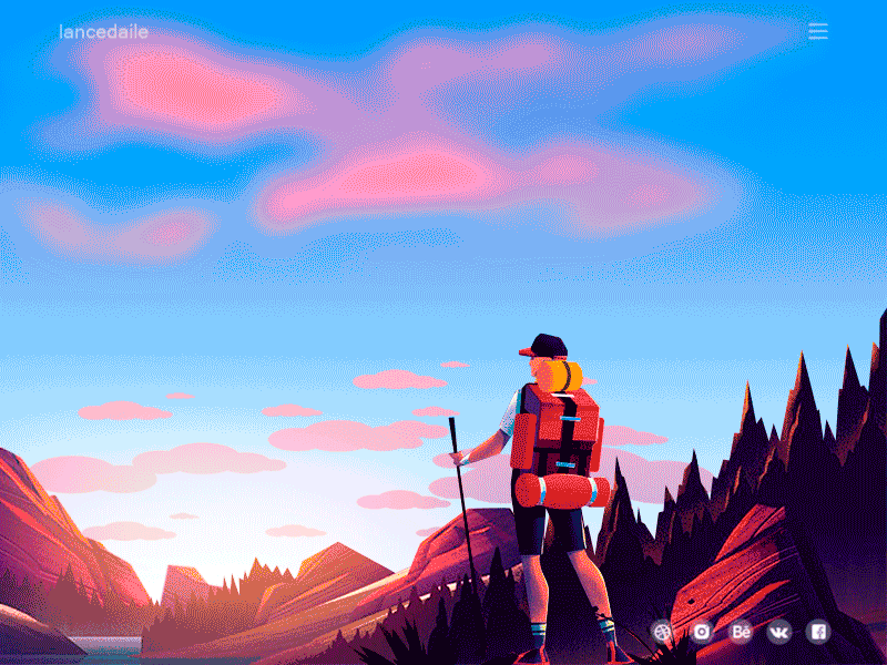 World exploration animation beautiful design fire hike illustration journey like nature perfectly positive research trip water world