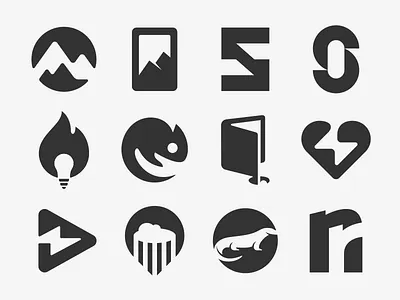 Negative Space Logos, Logo Design Symbols bolt thunder monogram brand branding identity business cards stationery clever crypto fintech digital modern smart finance insurance security golf bulb idea graphic design designer heart chameleon mountain icon icons symbol logo loog lgoo lgo mountains mobile app negative space stairs pill medicine