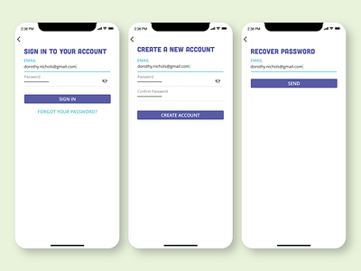 SBS App Sign In account account creation create account ios log in mobile non profit recover password sign in sign in form sign in page