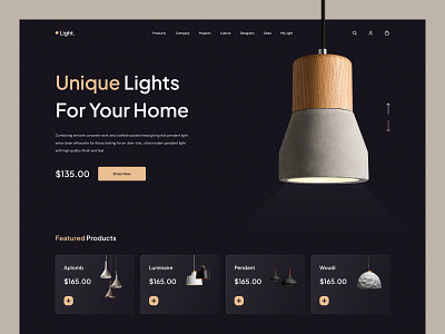 Pendant Light store agency architecture clean design ecommerce figma interior lamp landing page light lights product shop store ui ux web design