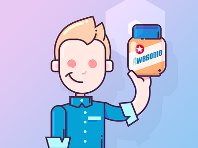 Get Awesome awesome blonde character character design guy illustration jar vector