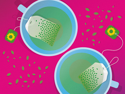 Illustration Tea Cups cup design greentea illustration illustrator leaves tea teabag vector