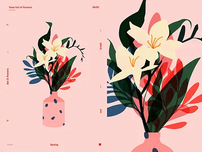 Vase Full Of Flowers abstract composition floral flower crown flower illustration flowers form fragment illustration laconic layout leaves lines minimal poster poster a day poster art poster challenge vase
