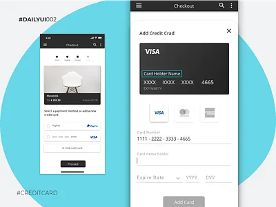 Credit Card Checkout - Daily UI #002 add card credit card credit card checkout daily challange dailyui inspiration payment app