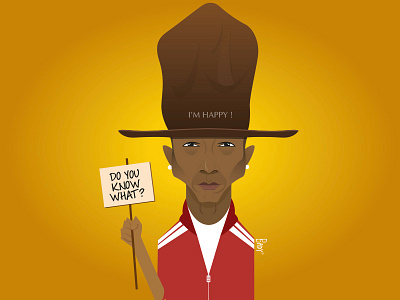Happy illustration pharrell william portrait vector