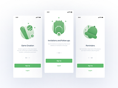 iPhone X - Manrim Onboarding app green illustration notifcation onboarding reminders sport ticket ui
