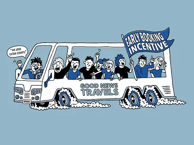 Beep blue branding bus cartoon children drawing fun hand drawn illustration illustrator kids mailer minimal outline ride simple students transportation travel van