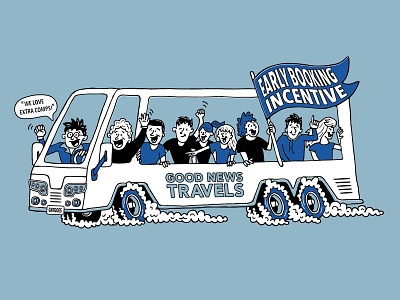 Beep blue branding bus cartoon children drawing fun hand drawn illustration illustrator kids mailer minimal outline ride simple students transportation travel van