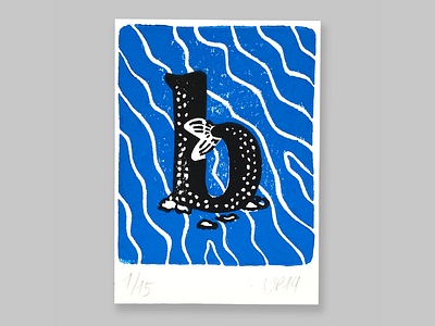 "B" for 36daysoftype 2019 36 days of type lettering 36daysoftype art print fish icon letter b lettering linocut logo type art type challenge type daily