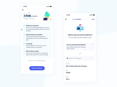 On-boarding - Shine mobile bank banking checkbox fintech illustration mobile onboarding pricing search shine typography