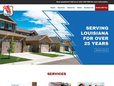 Allsafe Alarms Website WIP alarms blue design dezinsinteractive lightning lightning bolt louisiana web web design website website design
