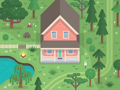 Little Farmhouse digital illustration farmhouse flat flat design flat illustration house illustration map design overworld scene vector illustration