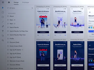 Upcoming Travel UI Kit Preview [Adobe XD] adobe adobe xd android app dark discover download ios kit mobile mockup social theme travel ui ux white xd