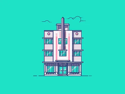 McAlpin Hotel architecture art deco building hotel illustration line illustration mcalpin mcalpin hotel
