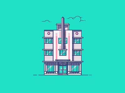McAlpin Hotel architecture art deco building hotel illustration line illustration mcalpin mcalpin hotel