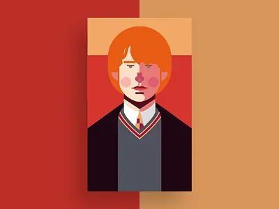 Ron Weasley design fan art flat flat design geek grifinória gryffindor harry potter harrypotter hogwarts illustration illustrator movie nerd ron weasley rony weasley vector weasley