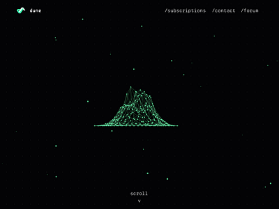 Dune Software Home Landing Page branding code home mesh particle ui