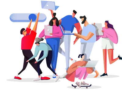 Team Illustration for social post animation art branding characer charachter charachter design design dribble graphic art illustration illustration art invite itechart logo minimal social campaign texture typography vector website