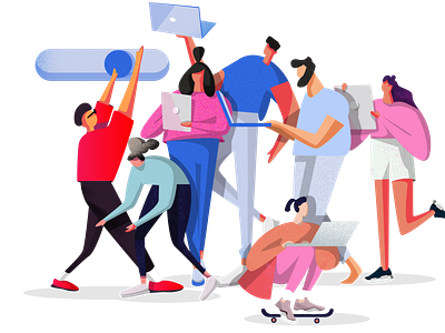 Team Illustration for social post animation art branding characer charachter charachter design design dribble graphic art illustration illustration art invite itechart logo minimal social campaign texture typography vector website