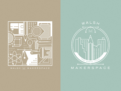 Unused Makerspace Designs apparel design badge design fort worth icon illustration illustrator trust printshop tshirt design vector
