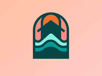 When the levee breaks house logo monoline pink sun waves