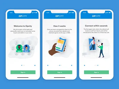 Welcome screens carousel illustration real estate sign in ui ux welcome welcome screens