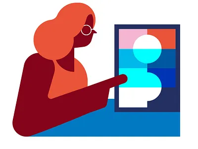 Using Mobile Apps app appdesign finger flatdesign giant hand hand mobile tablet woman