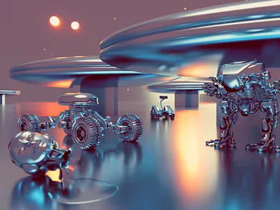 metal blender cyberpunk metal robot space