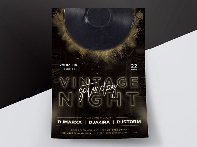 Vintage Saturday Night Flyer club club flyer concert edm electro event flyer flyer design flyer designs flyer template music night club night club flyer party party flyer photoshop template poster record techno vintage