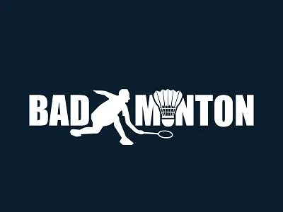Badminton Text Design badminton branding creative design illustration logo player sport vector