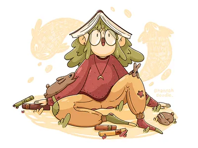 Fantasy book 2d adobe illustrator cartoon character cozy cute girl hannahdoodle rabbit vector