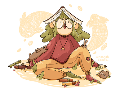 Fantasy book 2d adobe illustrator cartoon character cozy cute girl hannahdoodle rabbit vector