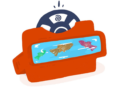 Youth applepencil art design drawing fish illustrate illustration pagan procreate symbolism toy viewfinder viewmaster youth