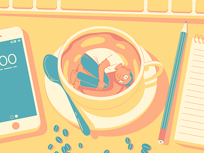 Morning Coffee character design character designs design desk flat design vector workspace
