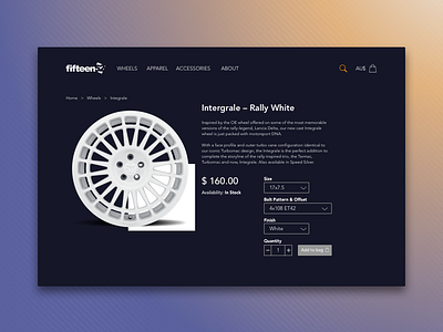 Daily UI 012–Ecommerce Item Page branding daily ui 012 dailyui design ecommerce feedbackplease fifteen52 item page ui ux design wheels