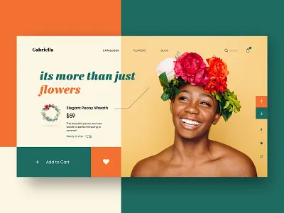 Flower Wreath landing page cart clean flat flowers green landing page minimal peony simple ui ux ui website wreath