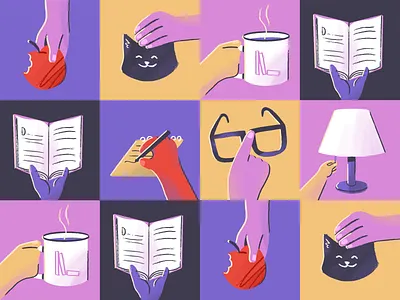 Goodreads Top 1000 banner apple banner books cat glasses goodreads hands illustration ipadpro lamp mug procreate reading tea