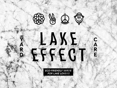 Brand exploration for Lake Effect Lawn Care brand great lakes hippy lawn care logotype monowidth