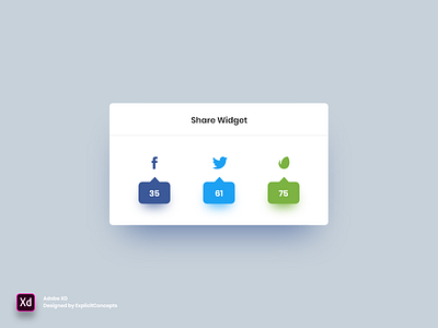 Social Share Widget - Adobe XD adobe xd animation app design envato facebook flat icon illustration landing lettering logo minimal social themeforest ui ux vector website widget