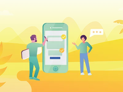 Sign up Illustration app design flat illustration illustrator ios mobile app people phone app sign in signup screen ui vector yellow yellow illustration yellow page