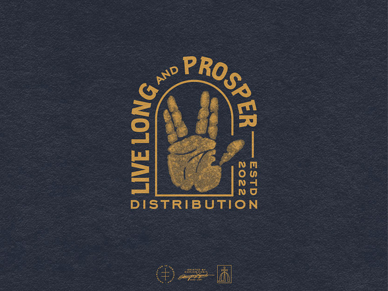 Live Long and Prosper Distribution black brand brand identity branding business distribution gold graphic hand illustrator lettering logo logo design pop culture retro startup texture typography vintage visual identity