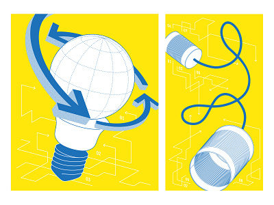 Fablab Illustration arrows bulb can design fablab globe guide illustration illustrator makers vector