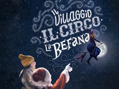 Giuele - Christmas village blue epiphany graphics moon night santa stars tipography witch