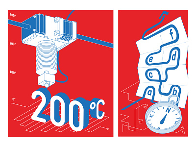 Fablab Illustration 3d printer arrow design fablab giude illustration illustrator makers navigation vector