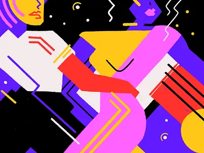 Hypnotic Tango 80s abstract art couple dance geometric graphic illustration man music night party woman