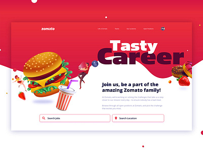 Zomato Career Website Concept app branding concept design design flat icon illustration logo madebyranju mobile app mobile app design typography ui ux vector visual design we design web website zomato